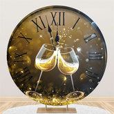 Aperturee - Gold Clock Bokeh Champagne Round New Year Backdrop